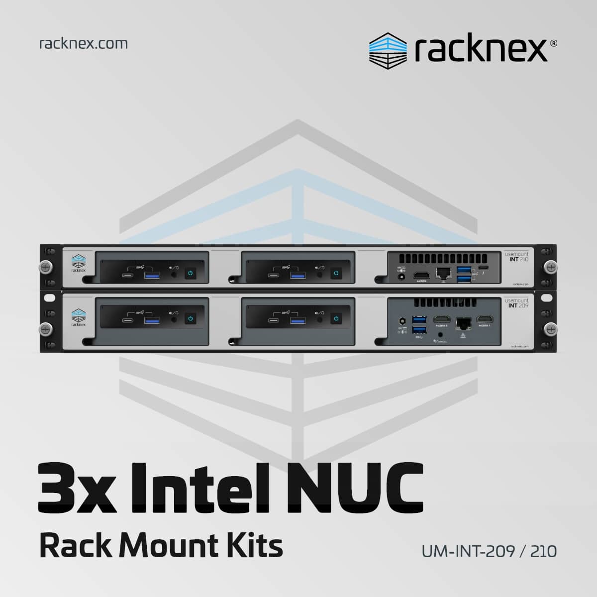 3x Intel NUC Rack Mount Kit, Slim, 19 inch