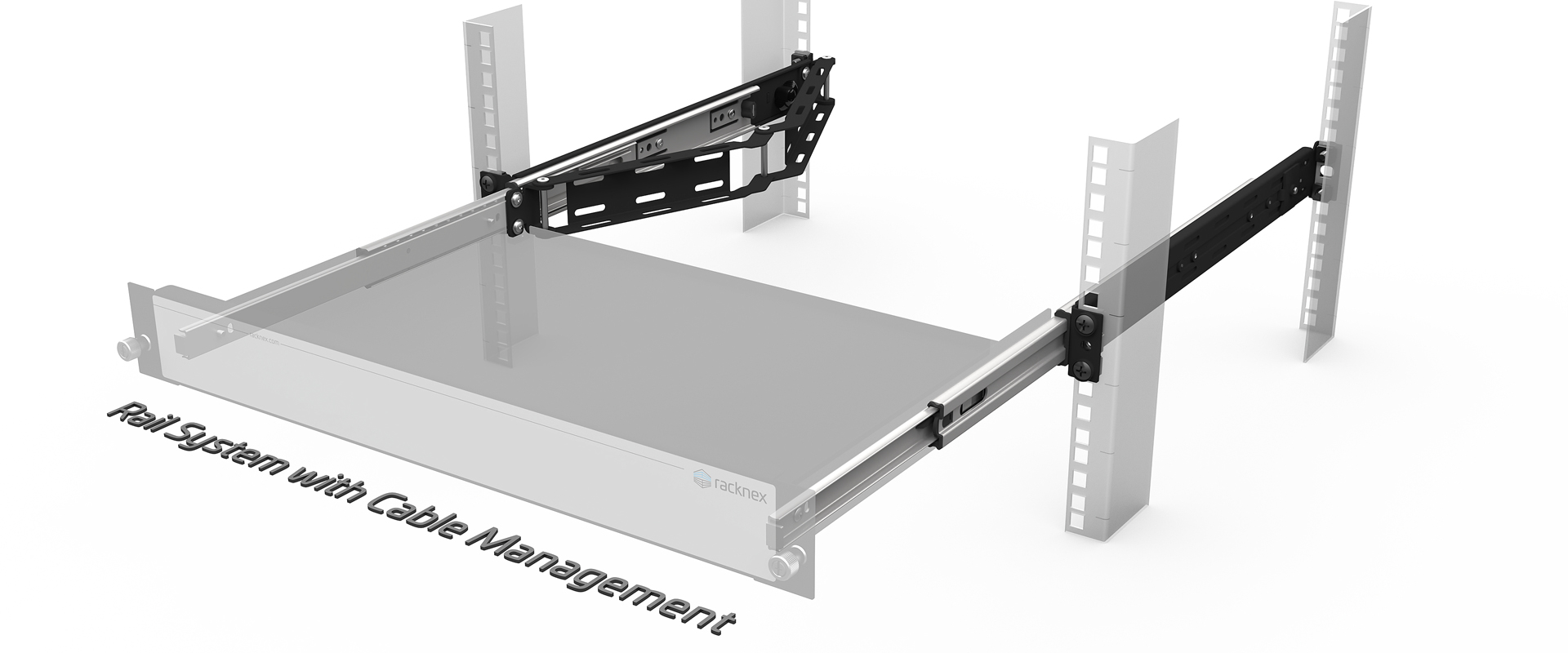with Rail System 300mm | Cabinet depths 400-900mm (zr-rak-005) with Cable Management (zr-cam-001) (1 pcs.)
