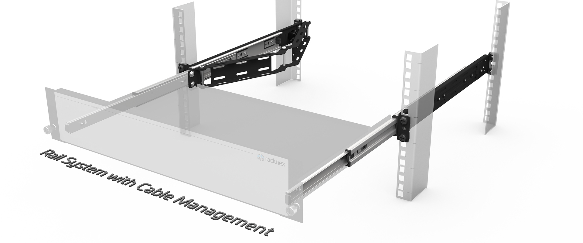 with Rail System 300mm | Cabinet depths 400-900mm (zr-rak-005) with Cable Management (zr-cam-001) (1 pcs.)